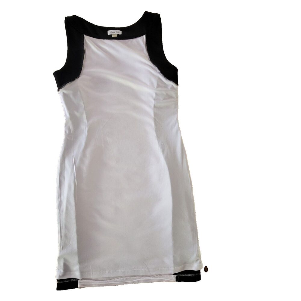 Calvin Klein Women's Black & White Sheath Dress Size 8 Wedding Sophisticated - Picture 4 of 5